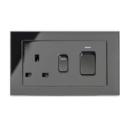 RetroTouch Black Glass PG Light Switches, Plug Sockets, Dimmers, Cooker, Fused - Picture 19 of 34
