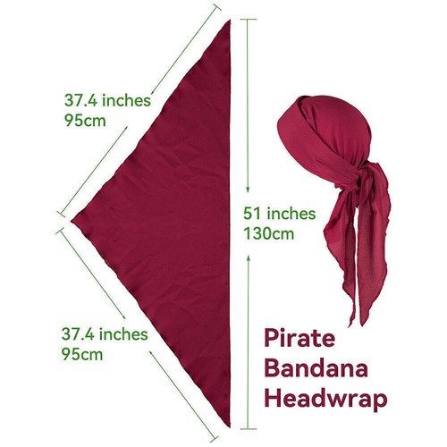 Medieval Pirate Skull Head Scarf Headband Sash Belt Adult Halloween Costume - Picture 5 of 15
