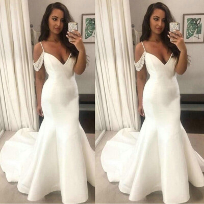 Sweep Train Satin Straps Trumpet Mermaid Wedding Dress Sweep Train Satin Straps Trumpet Mermaid Wedding Dress