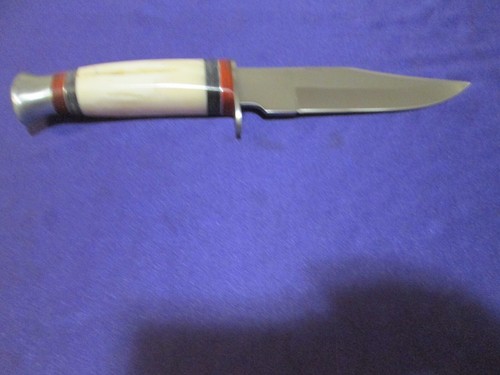 BEAUTIFUL BOWIE STYLE HUNTING KNIFE W/BONE HANDLES & STAINLESS STEEL BLADE - Picture 2 of 5