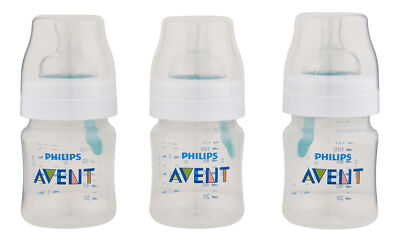 Philips Avent Anti-Colic Bottle With AirFree Vent Clear 4 oz 3 Ct. Baby Bottle