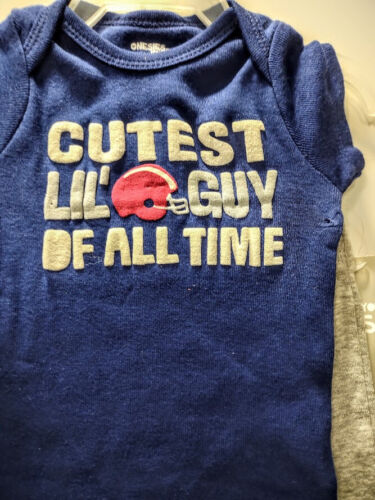 Cutest Lil Guy of all Time Football 3 MO Short Sleeve Pajama Infant Blue 2 Piece - Picture 2 of 8