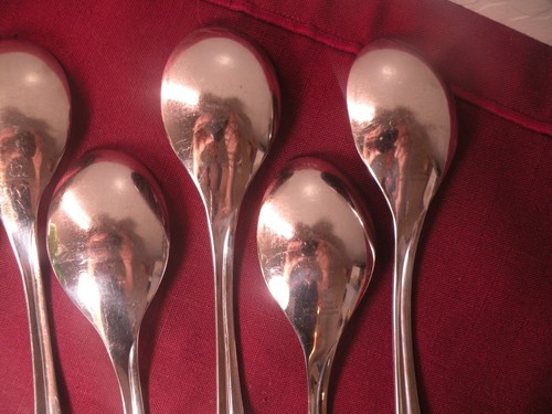 6 Place Oval Soup Spoons J A Henckels Villa Bella Stainless Steel Flatware 7 3/8 - Picture 7 of 7