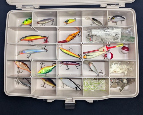 Vintage Bill Dance Outdoors PLANO Tackle Box Double Level Plus Variety of Lures - Picture 9 of 16