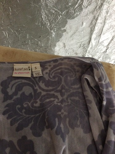 Damen Sweet Pee Tank Top Gr. S grau halbtransparent Lagenlook Criss Cross Front - Bild 4 von 4