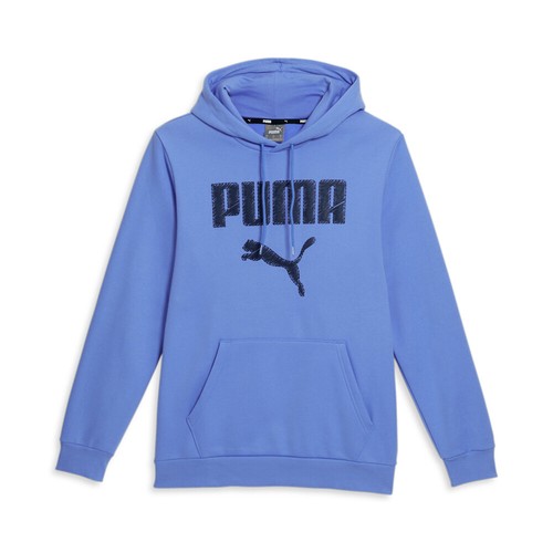 PUMA Faux Embroidered Pullover Hoodie Mens Blue Casual Outerwear 84578445