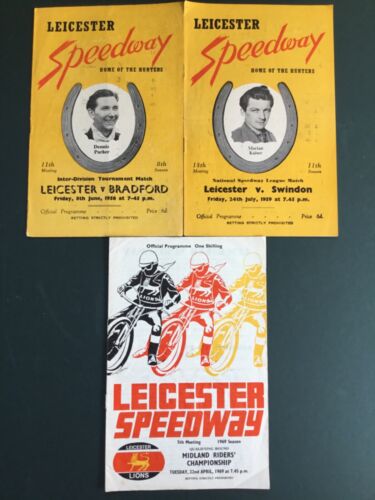 Vintage Leicester Speedway programmes(x3) 8/6/56,24/7/59,22/4/69