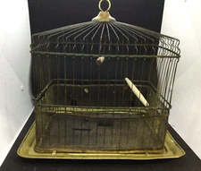 1900’s Victorian Petite Copper Or Brass Hendryx Antique Wire Bird cage Vintage