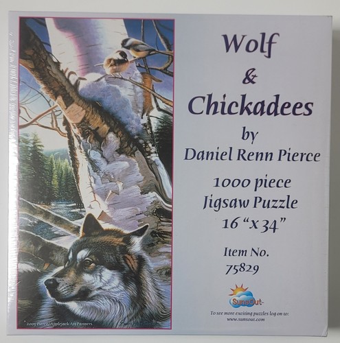 Wolf & Chickadees 1000 Pc Jigsaw Puzzle Daniel Renn Pierce ~ Sunsout puzzles - Picture 1 of 6