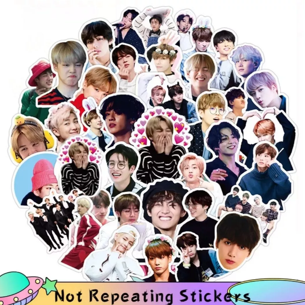 50pcs Korean BTS V Singer Jimin Jungkook Toy PVC Stickers For Skateboard  Decals