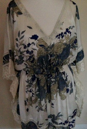 NEW Ltd Edition River Island HOLIDAY KIMONO KAFTAN Crochet TUNIC TOP SOLDOUT £89 - Picture 2 of 5