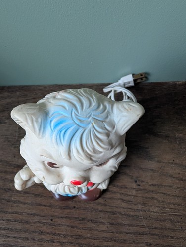 Vintage Bonnytex Co Kitty Cat Night Light Rubber Red Bow Working 6" Tall - Picture 7 of 12