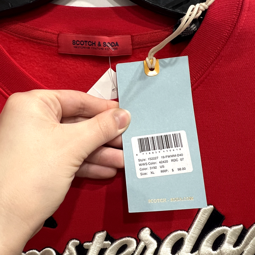 $98 NWT Scotch & Soda Red Amsterdam Couture Pullover Crewneck Sweater size XL - Picture 6 of 6