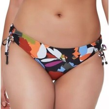 Bar III Women's Printed Coverage Side-Shirred Hipster Bottom swimwear New size L