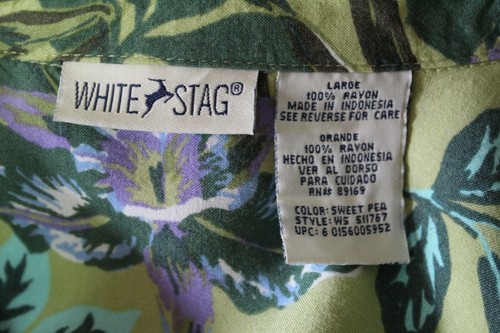 White Stag Shirt Damen L Pastell Grün Flieder Tropic Floral SS Knopf - Bild 4 von 7