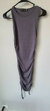 Pretty Little Thing Gray Sleeveless Bodycon Rouched Midi Dress Size 6 US