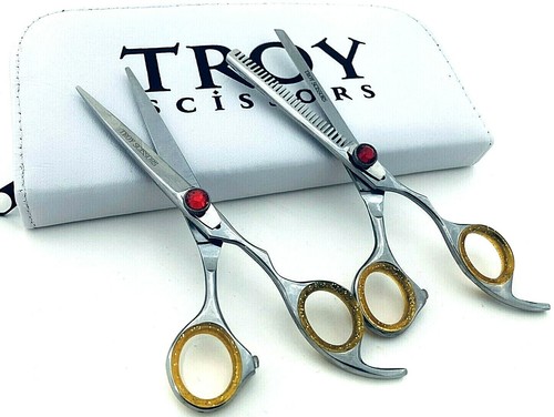Forbici da barbiere 5,5" professionali taglio capelli salone + diradamento parrucchiere - Foto 2 di 3