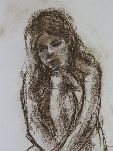 RITRATTI FEMMINILI INTERA COLLEZIONE DISEGNO CARBONCINO SU CARTA VINTAGE PB e - Picture 5 of 17