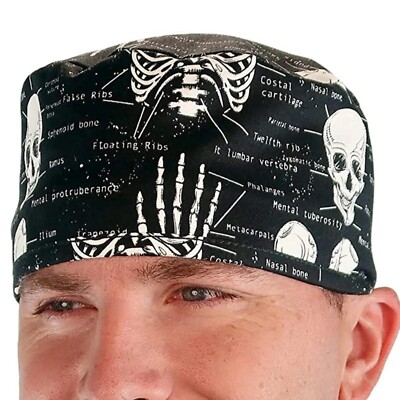 ~ SKELETON SURGICAL | SCRUB CAP 100% Cotton| Hook and Loop Scrub Cap
