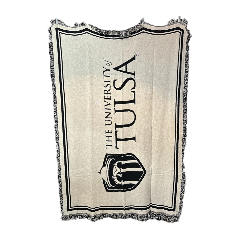 University Tulsa Oklahoma Golden Hurricane Black Tapestry Throw Blanket 67"x 48" - Image 2 of 4