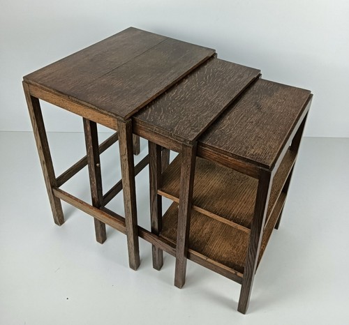 Art Deco antique Nesting stacking side tables design very rare with boards set o - Picture 5 of 10