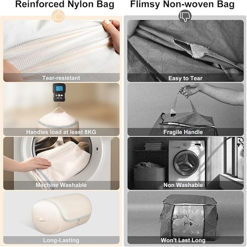 Comforter Storage Bag Washable Nylon Space Saver Duvet Organizer 4-Pack Beige US - Picture 5 of 7