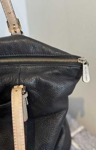 MICHAEL KORS Soft Leather Tote Bag Black / Nude Straps /Gold Metal Hobo - Picture 18 of 20
