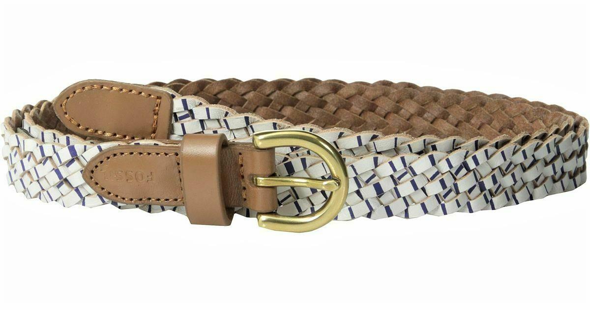 FOSSIL Womens BELT Printed, Braided 100% Leather BELT Gold 