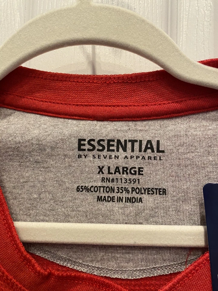 NUEVO CON ETIQUETAS ~ ESSENTIALS By SEVEN ROJO Térmico Manga Larga Para Hombre Talla XL. ¡DESGASTE EXTERIOR! Foto 3 de 4