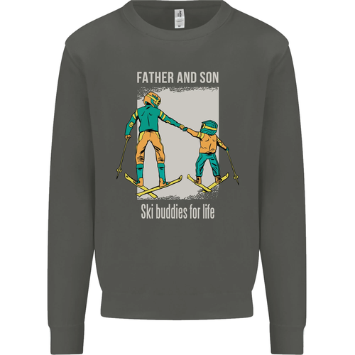Skiing Father & Son Ski Buddies Fathers Day Kids Sweatshirt Jumper - Picture 38 of 92