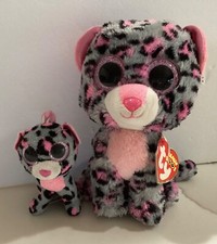 Ty TASHA LEOPARD Beanie Boo 6” + TASHA LEOPARD Keyclip