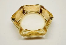 Vintage Marigold Iridescent Hexagonal Glass Ashtray 4.5"