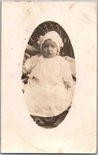RPPC POSTCARD CIRCA 1910s YOUNG BABY IN WHITE DRESS ALBUM PRINT UNPOSTED