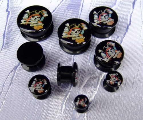 PIRATES EAR PLUG  PIRATEN OHR FLESH TUNNEL PLUG  ACRYL SCHRAUBBAR  4,0MM - 25MM - Picture 2 of 4