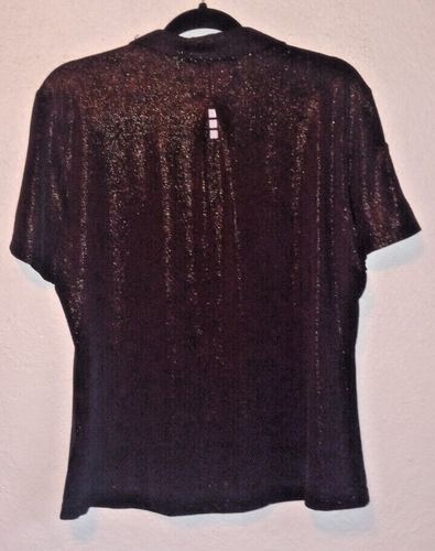 Jamie Sadock Golf Shirt Women’s Large Black Metallic & Teal Short Sleeve 72152 - Picture 5 of 11