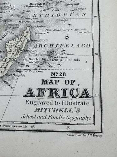 Mapa Augustus Mitchell 1852 ~ ÁFRICA, mapa insertado de Egipto ~ países de colores - Imagen 12 de 13