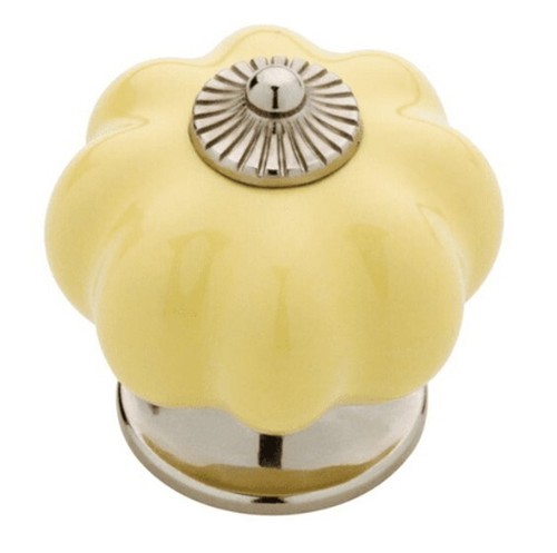 Liberty 1-1/2" Ceramic Pumpkin Knob Yellow and Satin Nickel P32974C-Y-CP - 第 1/3 張圖片