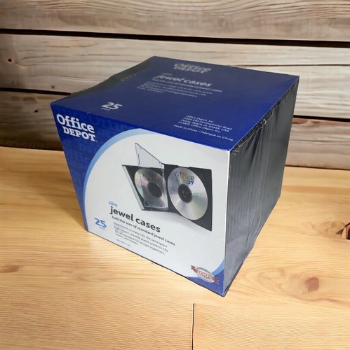 25 pack CD DVD Slim Jewel Cases Office Depot durable compact disc Holder Storage - Picture 1 of 8