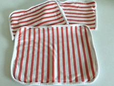 JUNE JANUARY Lot Of THREE Orange White Striped Burp Cloths. Good Condition.