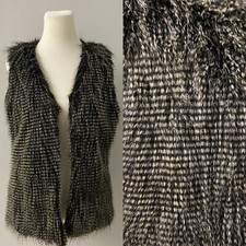 GUESS by Marciano Faux Fur Vest Black/Grey/Brown Medium M Limited NEW 168