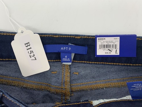 Apt 9 Blue Denim Mid Rise Rolled Cuff Stretch Casual Shorts Size 4 For Women - Picture 5 of 5