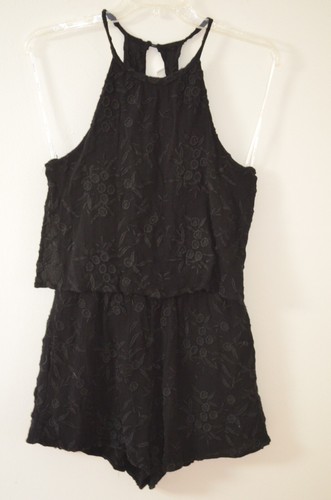 Anthropologie Shilla Black Embroidered 100% Rayon Blouson Romper Short Size S - Picture 3 of 20