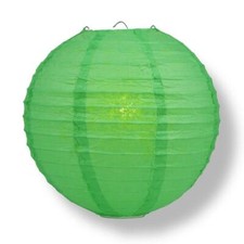12" Emerald Green Round Paper Lantern, Even Ribbing, Hanging Decoration