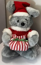 Vintage Dakin Christmas Santa Gray Mouse Red White Stripe Bag Ex. Used Condition