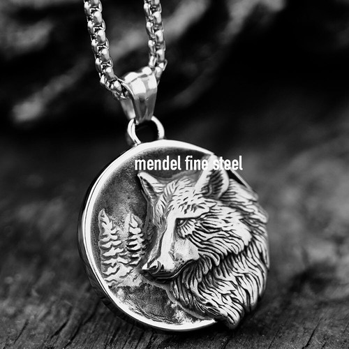 MENDEL Herren Edelstahl Gold Platte Wikinger Wolfskopf Anhänger Halskette für Männer - Bild 4 von 11