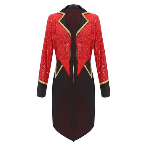 Womens Magician Costumes Shiny Tuxedo Long Sleeve Circus Ringmaster Colorblock - Picture 11 of 24