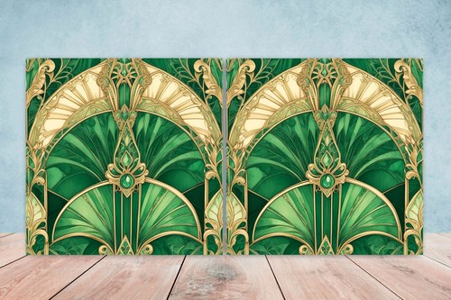 Azulejos de cerámica de diseño Art Deco - Juego de 2 azulejos de decoración de pared Art Deco, azulejos Art Deco - Imagen 1 de 3