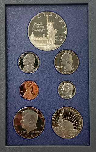 UNITED STATES 1986 PRESTIGE SET, US Mint, with 90% Silver Dollar, w/box - Picture 6 of 13