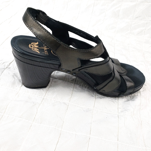 Sandalo donna Dansko Nina taglia 10,5 EU41 metallo grafite fiore punta aperta tacco - Foto 12 di 15