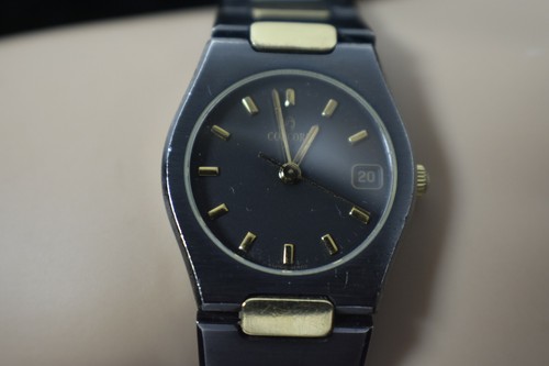 RARE Ladies Concord 18K Gold Gun Metal Black SS Swiss Date Watch w/ Box - Picture 6 of 11